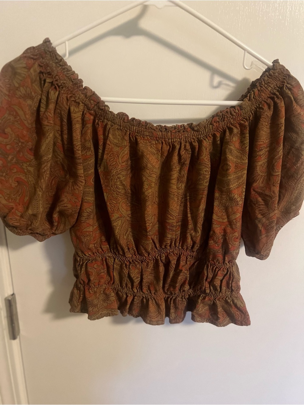 Earthbound Trading Co. Paisley Smocked Crop Top Size Small
